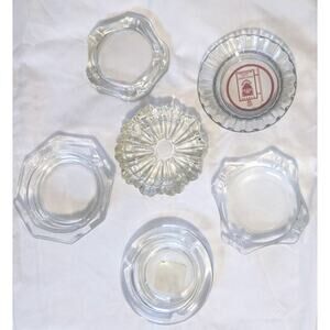 Vintage Glass Ashtrays Clear Glass Lot of 6 Trinket Dishes VTG Decor 4" - 4.5"